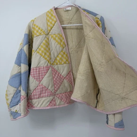 Patchwork Quilted Jacket - Pink, Yellow, Blue - Picture 3 of 8